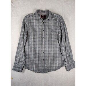 Woolly Dry Goods Shirt Men's Large Plaid Flannel Button Down Modern Fit greynavy